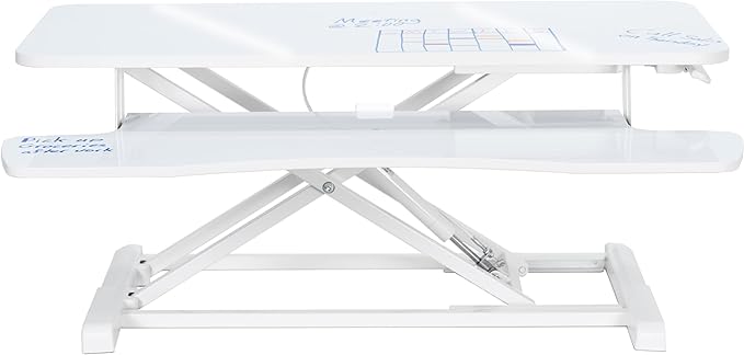 VIVO 36 inch Desk Converter, K Series, Height Adjustable Sit to Stand Riser, Dual Monitor and Laptop Workstation with Wide Keyboard Tray, White Dry Erase, DESK-V036KWE