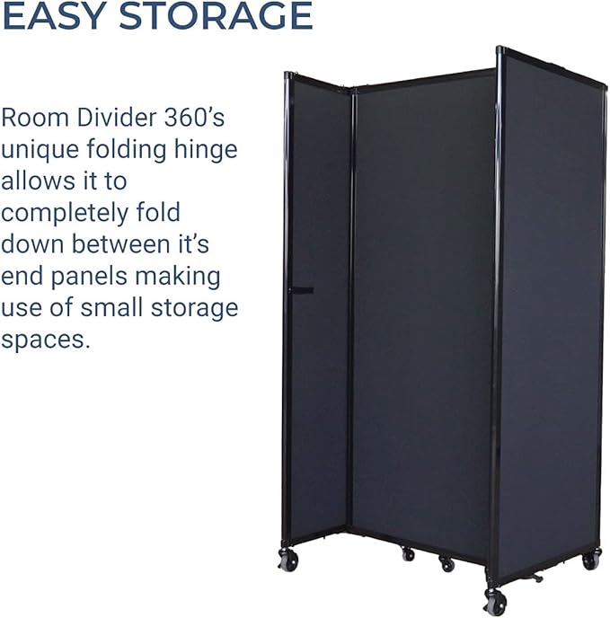 Versare Straightwall Sliding Portable Wall Partition | Freestanding Office Dividers | Locking Wheels | Temporary Room Separator | 11'3'' Wide x 5' Tall Cloud Gray Fabric Panels