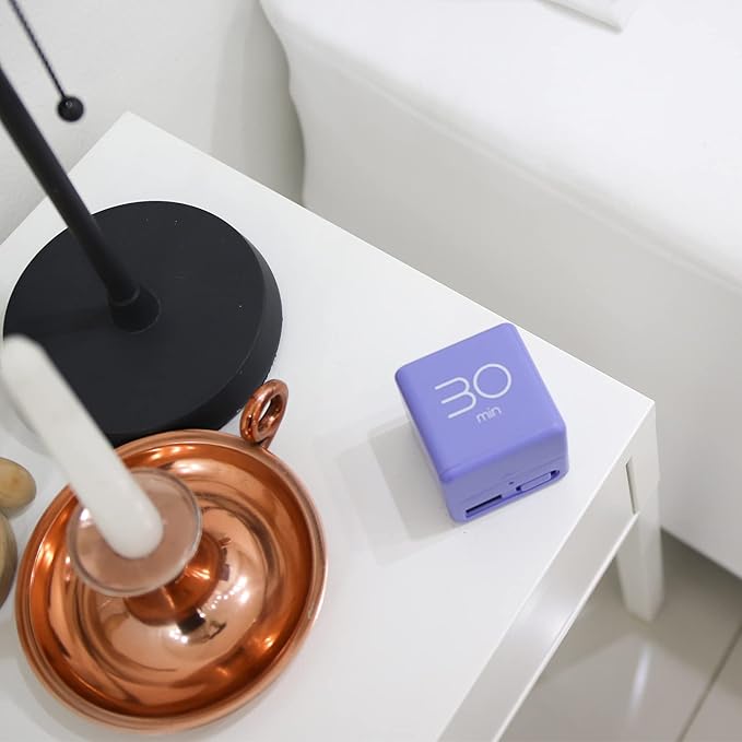 mooas Cube Timer (Violet), Timers Cube Flip Block Timers Productivity Gravity Sensor Time Management for Kids ADHD Classroom Kitchen Desk Workout Cooking Study 5, 10, 20, 30 min Timer Setting
