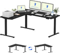 FLEXISPOT L Shaped Standing Desk, 71 x 63 Inch Electric Height Adjustable Corner Desk, Sit Stand Computer Workstation, Preset Controller, Home Office, Black Frame with Black Top