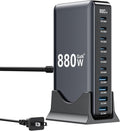 880W USB C Charger Block,10-Port USB C Charging Station GaN IV Travel Essentials Multiple Port Charging Station,100W Laptop Fast Charger Adapter for MacBook Pro/Air,DELL,iPad,iPhone,Samsung Galaxy