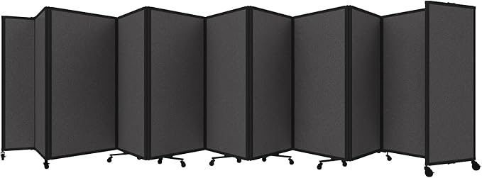Versare Room Divider 360 Portable Wall Partition | Folding Panels | Large Freestanding Divider | Locking Wheels | Temporary Room Separator