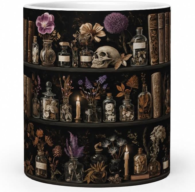 Pen Holder for Desk Ceramic Pencil Cup, Cute Makeup Brush Desk Organizer, Desk Accessories, School Supplies, Teacher Appreciation Gifts, Birthday Christmas Gift for Women (Book Skulls)