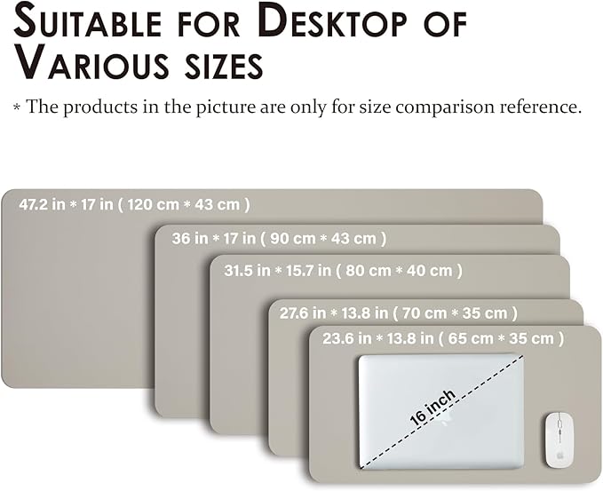 Leather Desk Mat - Non-Slip PU Desk Pad for Office and Home - Desk Organization and Accessories - Ideal for Large Mouse Pad and Desk Mats on Top of Desks (Light Gray,36"x 17")