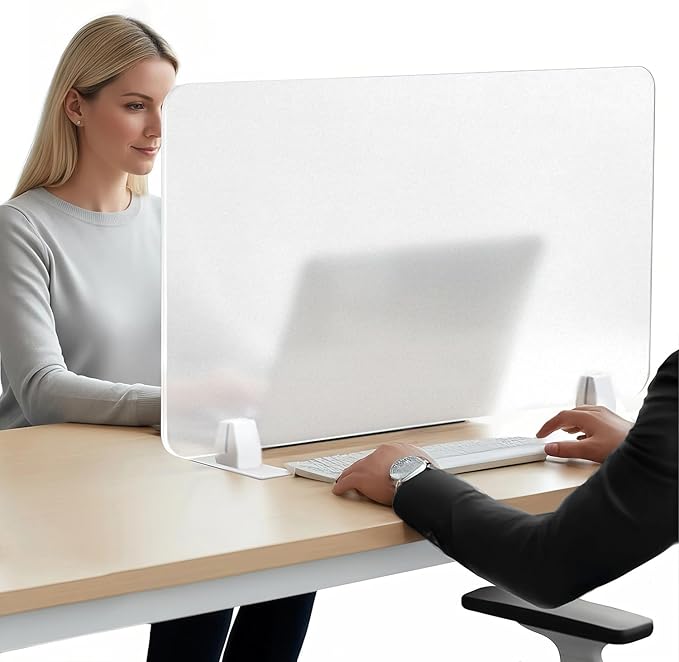 Acrylic Free Standing Screen, Desk Divider for Students and Desk Privacy Panel for Home Office, Partitions for Table Top Workstation, Portable Cubicle Panel for Work, 15.7" x 24", Premium Frosted