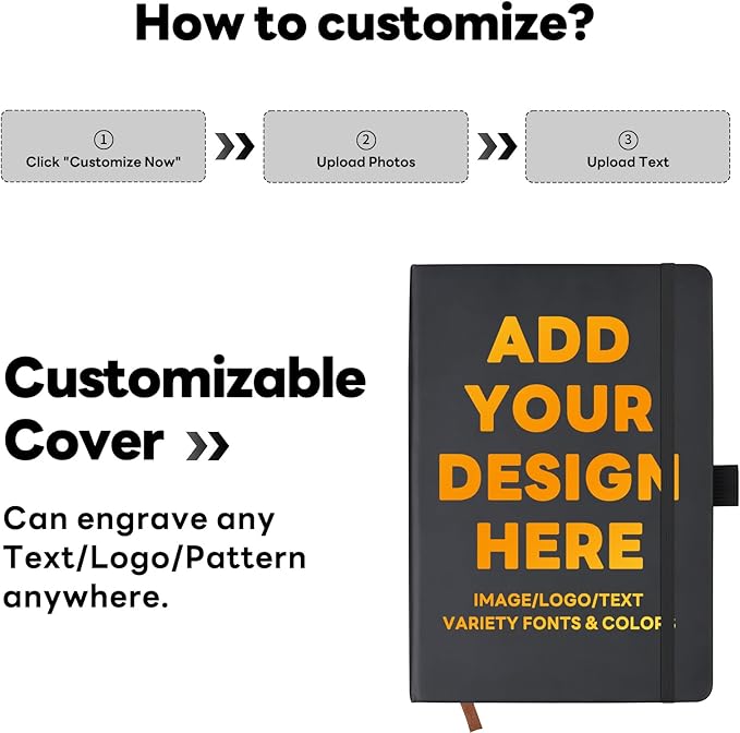 Customizable Personalized Notebook | Custom Logo, Text & Image A5 Journal Notebook | 200 Lined Pages 8.5" x 5.8" | Daily Writing Journal for Office, Students & Gift Giving, Orange
