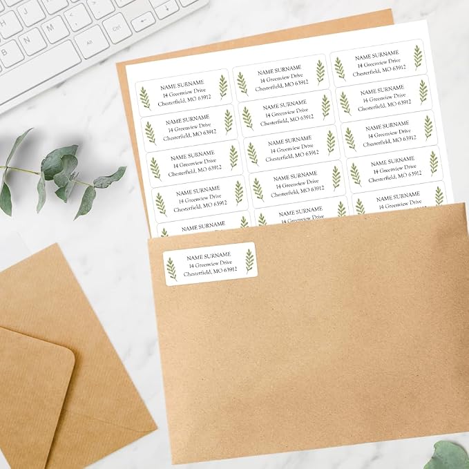 Personalized Laurel Leaves - Return Address Labels x 100