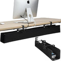 MAXECHO Under Desk Cable Management Tray 48" - Clamp on Wire and Cable Organizer for Storage and to Hide Cords - Ideal for Home Office - Premium Black Fabric Design