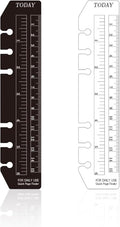 Chris.W 2Pcs Black/Clear Plastic Page Marker Pouch Pagefinder Measuring Today Ruler for A6 Size 6-Hole Binder Notebook (Black + Clear, A6)