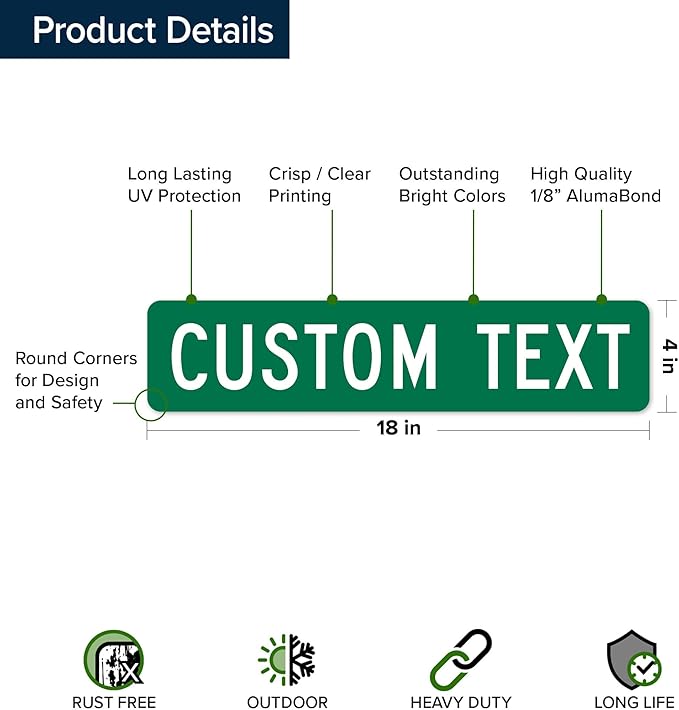 Custom Street Sign, Road and Address Sign, 8 Colors, Reflective Option, Mounting 4x18 Inch, Thick Rust-Free AlumaBond, USA Made by My Sign Center, (Classic)