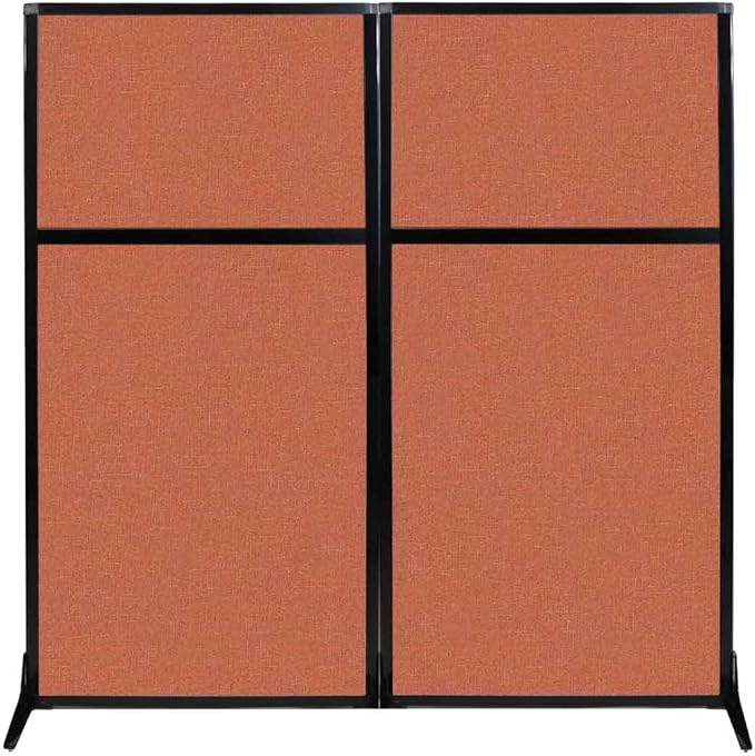 Versare Workstation Partition | Portable Wall Divider | Modern Office Cubicle | Free Standing Privacy Screen | Flexible Work Space | 66" x 70" Papaya Fabric Panels