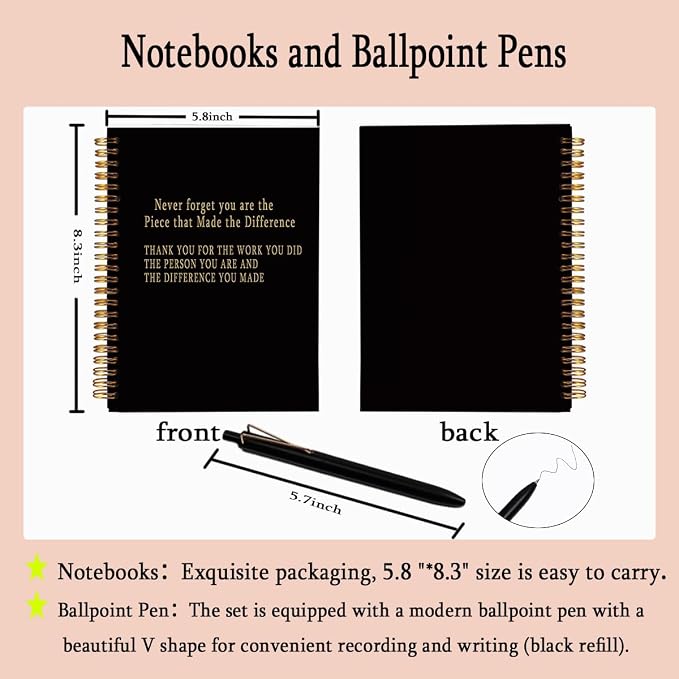 Appreciation Gifts Spiral Notebook with Pen Set - A5 College Ruled Lined Journal, Thank You Gifts for Coworkers Employees Teachers, Farewell Goodbye Gifts for Men Women, 80 Sheets Hardcover