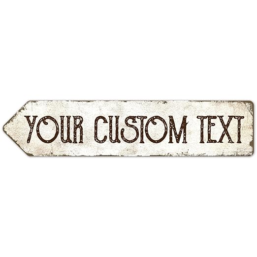 Rustic Custom Sign, Personalized Left Directional Metal Composite Street Sign for Indoor and Outdoor Use 4x18 Inches, ACM Made in The USA