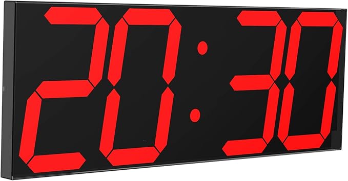 LED Large Digital Wall Clock, Oversize Wall Clock with 6” Numbers, Remote Control Count up/Countdown Timer Clock, Auto Dimmer, Big Calendar and Thermometer(Red)