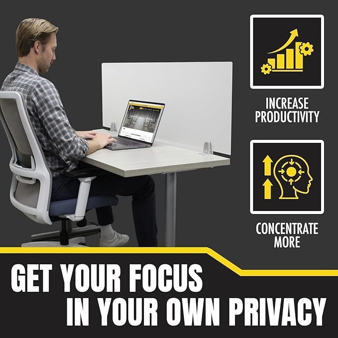 OBEX Frosted Acrylic Desk Mounted Privacy Panel, 18" x 36", Frosted