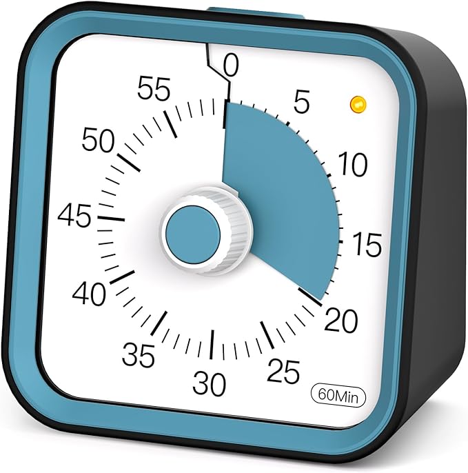 Visual Timer for Kids with Pause Function, 60 Minute Countdown Timer for Kids Desk Study, Teaching, Kitchen Cooking, Office Meetings, Time Management for ADHD (Black)