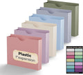Plastic 1 Inch File Jackets Letter Size,Heavy Duty Expansion Pocket | Expanding File Folde for Documents,12 Pack Manilla Pocket Folders,Job Folders File Jacket with Straight Cut Tabs,Pastel Color