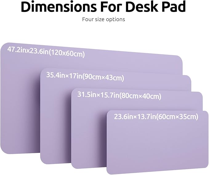 YSAGi Leather Desk Protector, Office Mat, Large Mouse Mat, Non-Slip PU Leather Blotter, Laptop Desk Pad, Waterproof Writing Pad for Office and Home (Light Purple, 47.2" x 23.6")