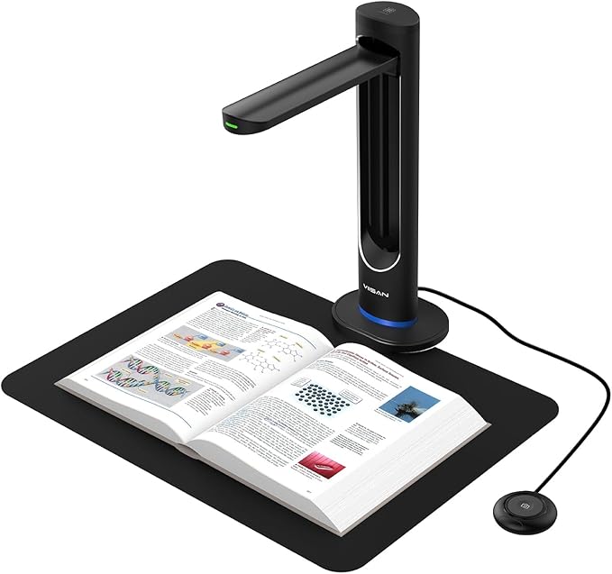 VIISAN K48 Book Scanners: 48MP Output, USB Camera for Laptop/Desktop, Deskewing, Multiple Page Documents Scanning, OCR & TTS Tech, Ai Reading, UVC/UAC Camera, Works with Windows & MacOS