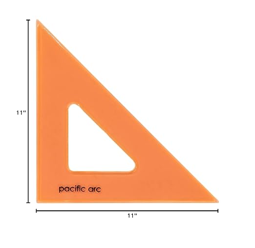 Pacific Arc's Scholastic Triangle - 10 inch - Fluorescent - 45/90 Angle - Polystyrene - Inking Edge - Technical Drawing Tools, Drafting, Architect and Engineering