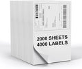 Half Sheet 8.5x5.5inch Shipping Mailing Label 4000 Counts, 2 Labels Per Sheet 8.5 x 11 for Laser & Inkjet Printer, Permanent Adhesive Label Square Corner (2000 Sheets)