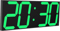 LED Large Digital Wall Clock, Oversize Wall Clock with 6” Numbers, Remote Control Count up/Countdown Timer Clock, Auto Dimmer, Big Calendar and Thermometer(Green)
