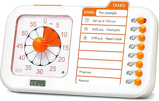 3-in-1 Visual ADHD Timer for Kids & Adults with Planning Board, Task Timer, Chore Chart & Visual Schedule Planner, Autism & ADHD Tools with Checklist for Homeschool Supplies, Home, School