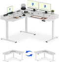 FLEXISPOT 63" L Shaped Standing Desk with Shelf Electric Corner... (White, 63x..