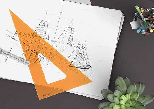 Pacific Arc's Scholastic Triangle - 10 inch - Fluorescent - 30/60 Angle - Polystyrene - Inking Edge - Technical Drawing Tools, Drafting, Architect and Engineering.