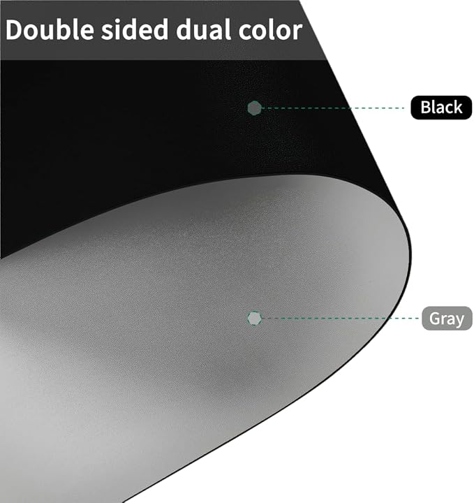 Round Table Mats - Can Be Used On Both Sides Waterproof and Easy to Clean Good Flatness Used for Dining Table(Black+Gray Dia.54Inch)