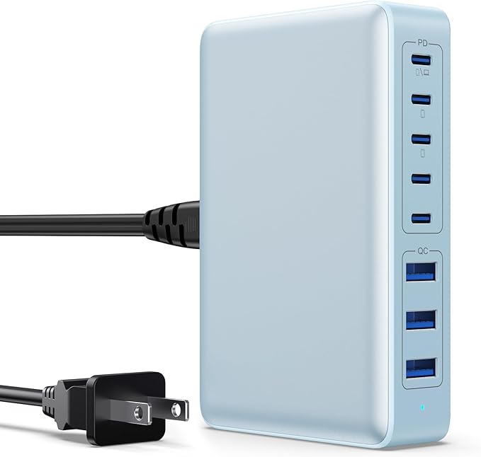 USB C Charger 300W USB C Charger Block 8-Ports GaN IV Fast Charging Station,PD 100W Laptop Charging Hub Wall Adapter Compatible with MacBook/Air,DELL,Steam Desk,iPhone 16/15/14,Galaxy S24 etc