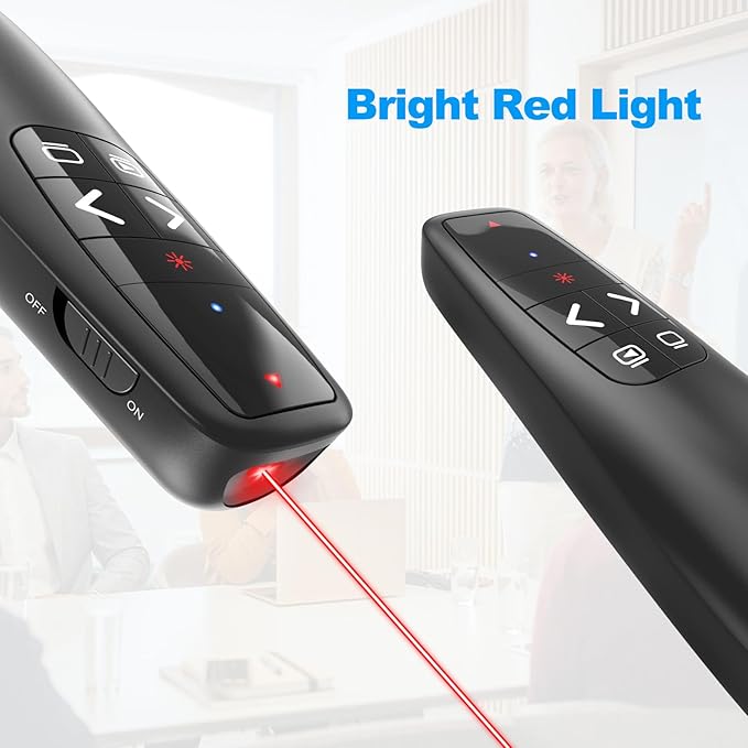 (2 Units) Wireless Presentation Clicker PowerPoint Presenter Remote: Clicker with Red Laser Pointer Long Range PPT Control -Power Point Google Slide Advancer for Mac Laptop PC Computer Keynote