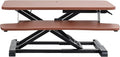 VIVO 28 inch Desk Converter, K Series, Height Adjustable Sit to Stand Riser, Dual Monitor and Laptop Workstation with Keyboard Tray, Dark Walnut Top, Black Frame, DESK-V028KA