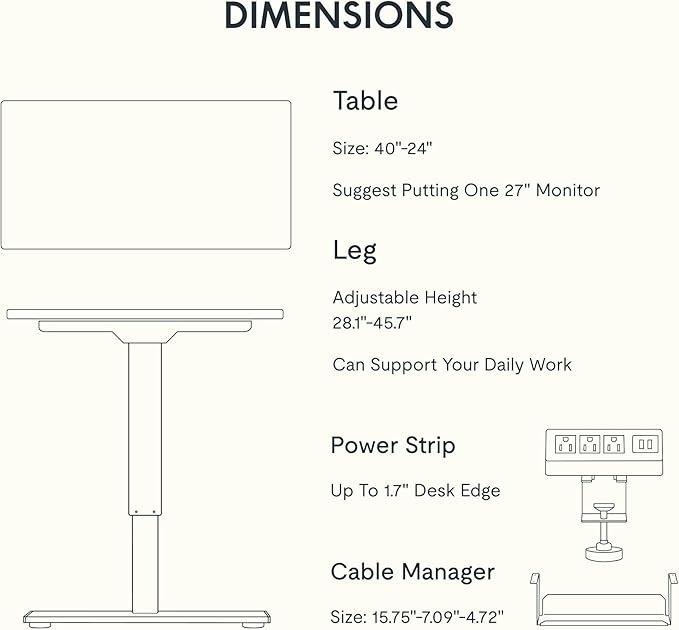 FLEXISPOT EN2 Whole-Piece Standing Desk with Clamp Power Strip, 40x24'' Electric Stand Up Height Adjustable Desk with Cable Management (Gray Frame + Black Top, 2 Packages)