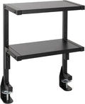 VIVO Clamp-on 13 inch Above or Below Desk 2-Tier Shelving Unit for Table Accessories, Gaming Devices, and More, Storage Tray, Desktop Organizer, Black, STAND-SHELF2C