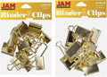 JAM PAPER Colorful Binder Clips Assortment - Medium & Large Size - Gold Binderclips - 27 Clips/Pack