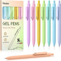 Vitoler Cute Gel Pens, 8 Pack 0.5mm Fine Point Pens with Fidget Quick Dry | For Women, For Teachers, For Nurses, Smooth Writing, Liquid Ink, For Badge, Black ink, Felt Tip, Medium Point, For Journaling