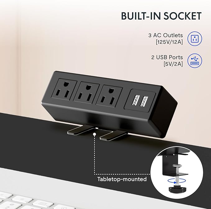 FLEXISPOT EN2 Whole-Piece Standing Desk with Clamp Power Strip, 48 x 30 Electric Stand Up Height Adjustable Desk with Cable Management (Gray Frame + 48" Gray Wood Grain Desktop, 2 Packages)