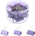 Temiary Aesthetic Binder Clips, Medium Metal Binder Clip with Clear Storage Container, Binding Paperwork Clamps for School Teachers Office Supplies (Purple 1.26 Inch, 24P)