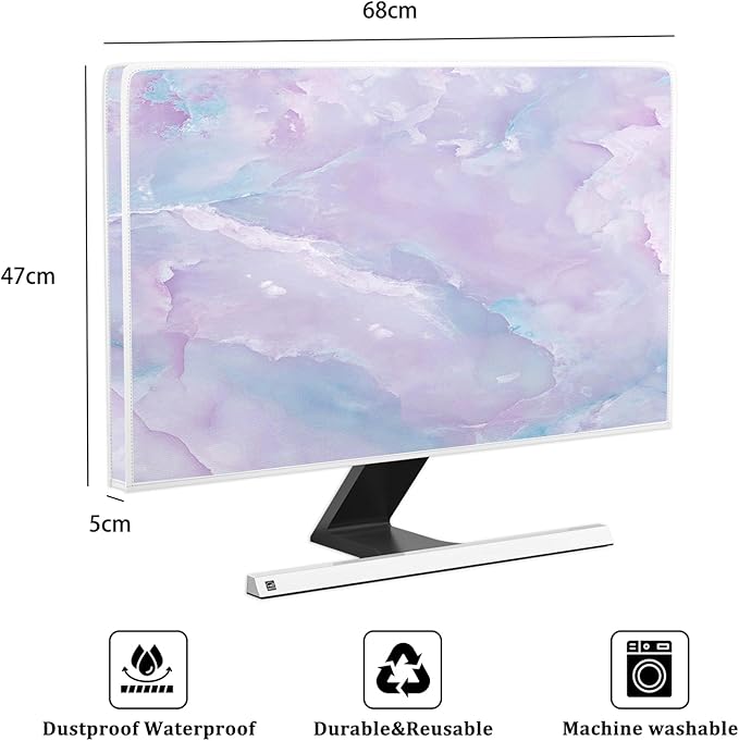 Baocicco Violet Marble Waterproof 26, 27, 28 Inch Anti-Static Dustproof LCD/LED/HD Abstract Creative Desige Monitor Accessories Laptop TV LCD Screen Texture Monitor Decoration for Tablet