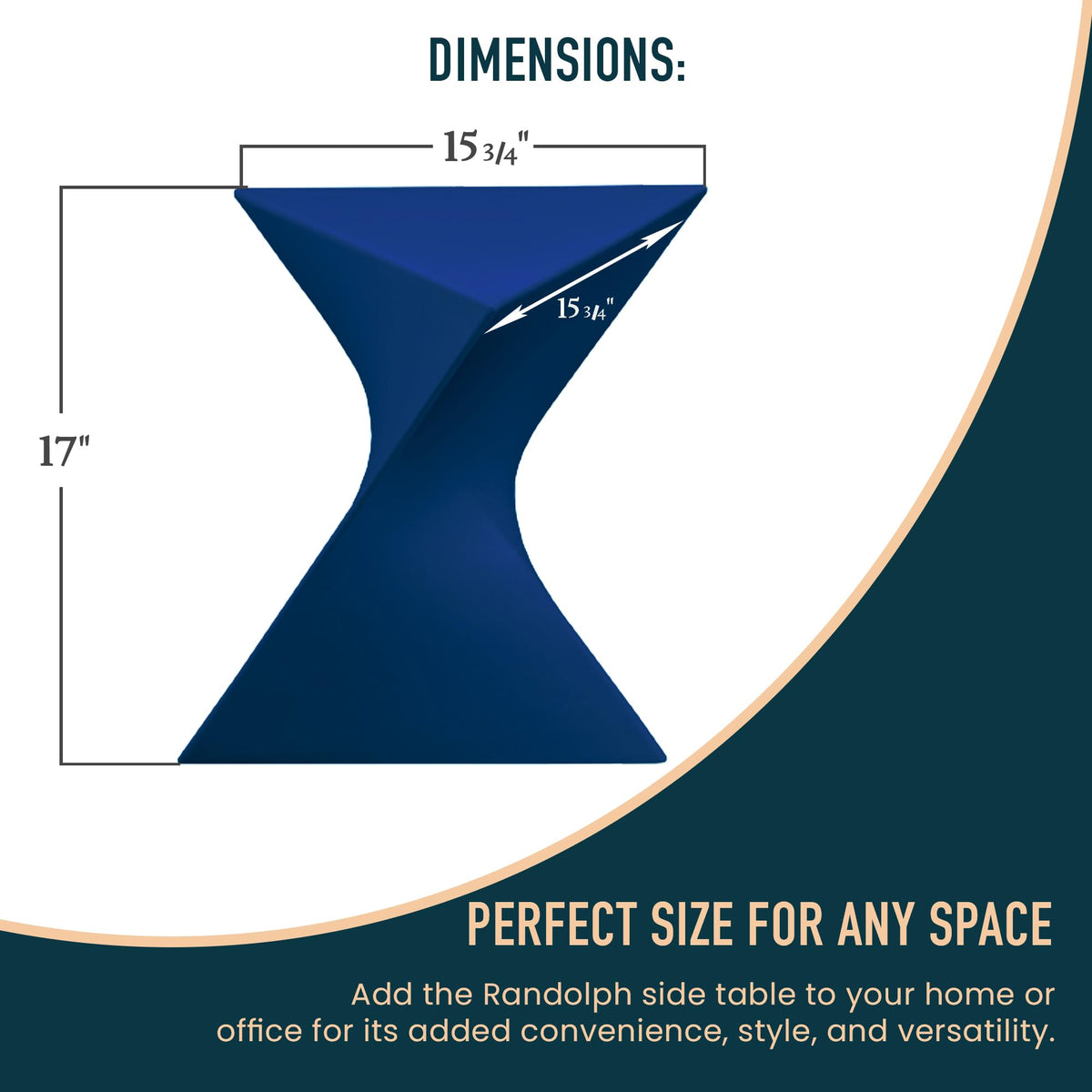 15.75" Triangular Side Table, Stackable Plastic Accent End Table for Indoor & Outdoor Use, Weather-Resistant Modern Patio & Living Room Table, Set of 2, Navy Blue