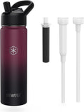 ICEWATER 24 oz Versatile Water Bottle, Regular & Filtered Straw with Filter | Reduces Chlorine Taste & odor, Removes Microplastics and Particulates, Ideal for Travel, Stainless Steel Insulated, BPA-Free