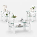 3-Piece Coffee Table Set, Glass Coffee Table with 2 End Tables