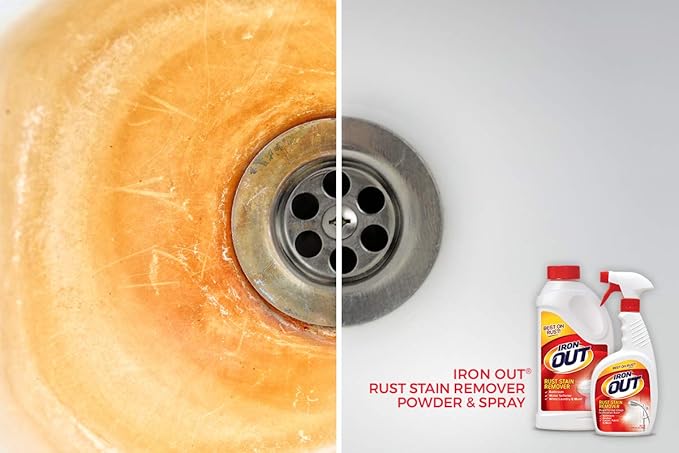 Iron Out Rust Stain Remover Powder, 1 lb 12 oz, and Powerful Gel Spray, 16 fl oz