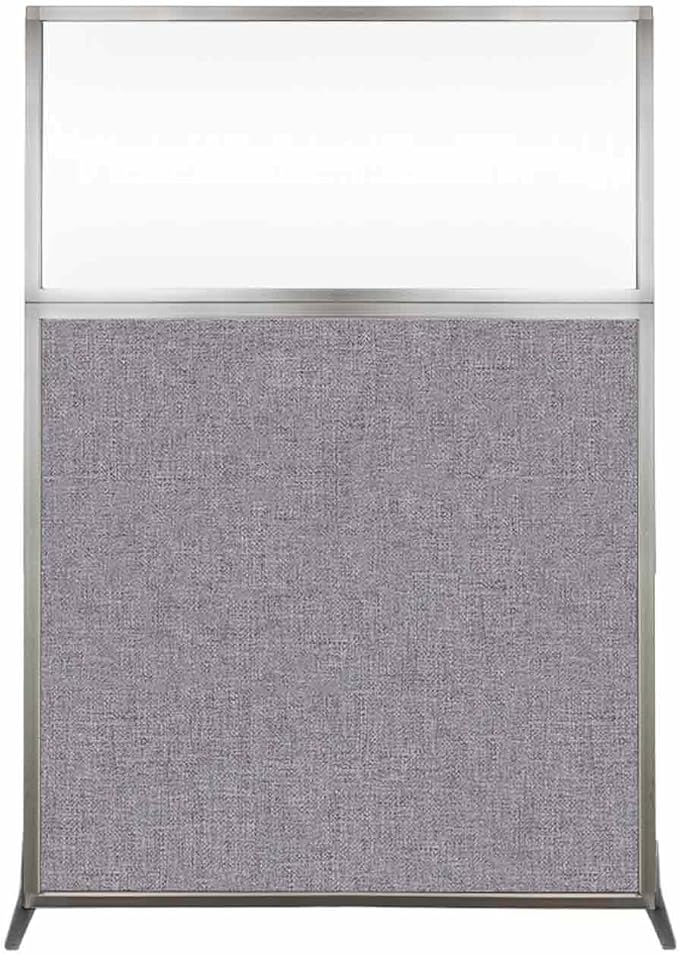 Versare Hush Screen Portable Room Divider | Workstation Wall Divider | Freestanding Privacy Hush Panels | Clear Windows | Fabric Office Divider Screen | Great for Room Separation