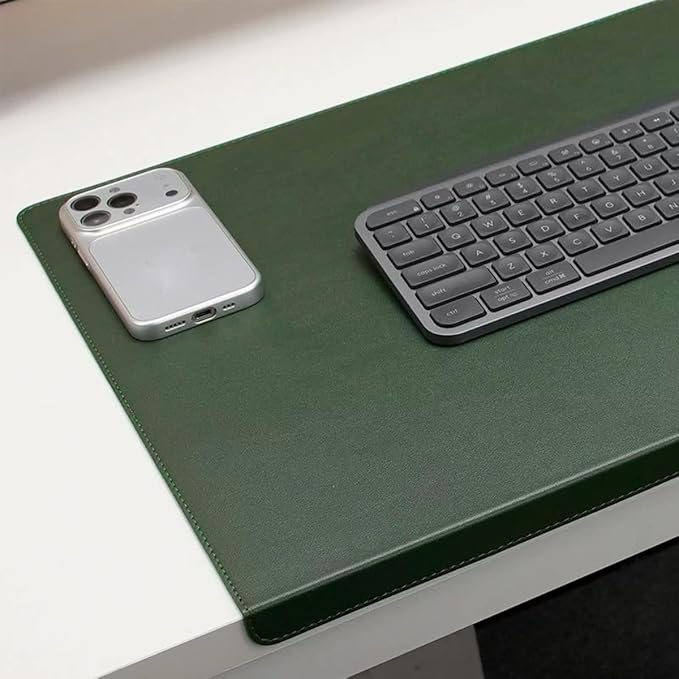 Edge-Locked Leather Desk Pad, Desk Blotter with Full Grip Fixation Lip, Waterproof Large Office Table Mat, Non-Slip Laptop Mouse Pads for Work Typing Writing (Black,31.5"x15.7")