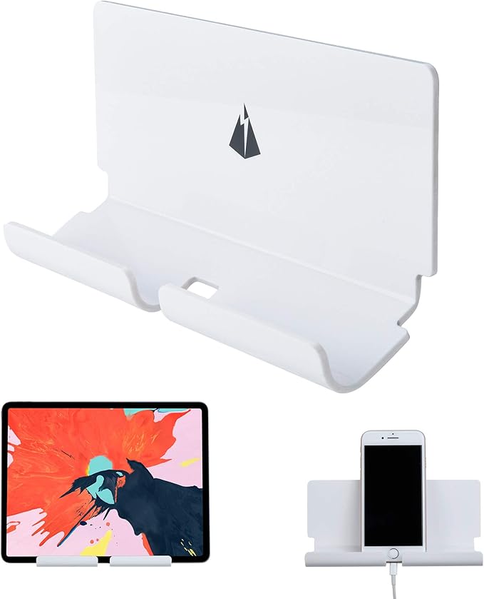 TXEsign Adhesive Wall Phone Tablet Holder Mount Stand for Tablet Smartphones eReader Wall Holder Mount Shelf (White)