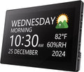 Raynic Digital Clock, Large Display Calendar Clock with 12 Themes, 20 Alarms, 20 Reminders, Auto Dimming, 12/24 Hours, Indoor Temperature, Humidity for Seniors, Desk