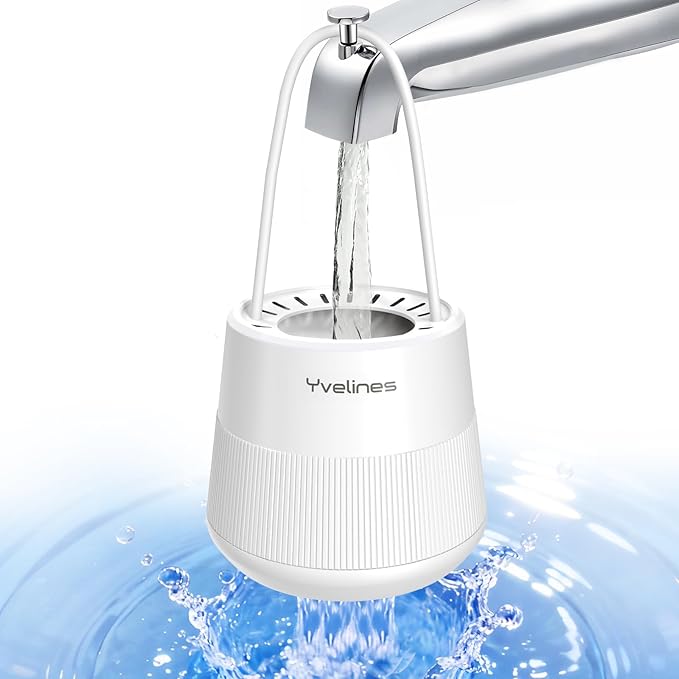 15-Stage Bath Water Filter for Tub Faucet, Yvelines 7500 Gallons Bathtub Filter Softens Hard Water & Removes Chlorine for Healthier Skin & Hair, BPA-Free (White)