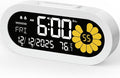 DOOMAY Digital Alarm Clock for Bedroom: Dual Alarm Bedside Clock VA LCD Display with Seconds, 9-Minute Snooze and Weekend Mode, 3 Brightness, 4 Alarms and 3 Volume Levels，Type C & Battery Included